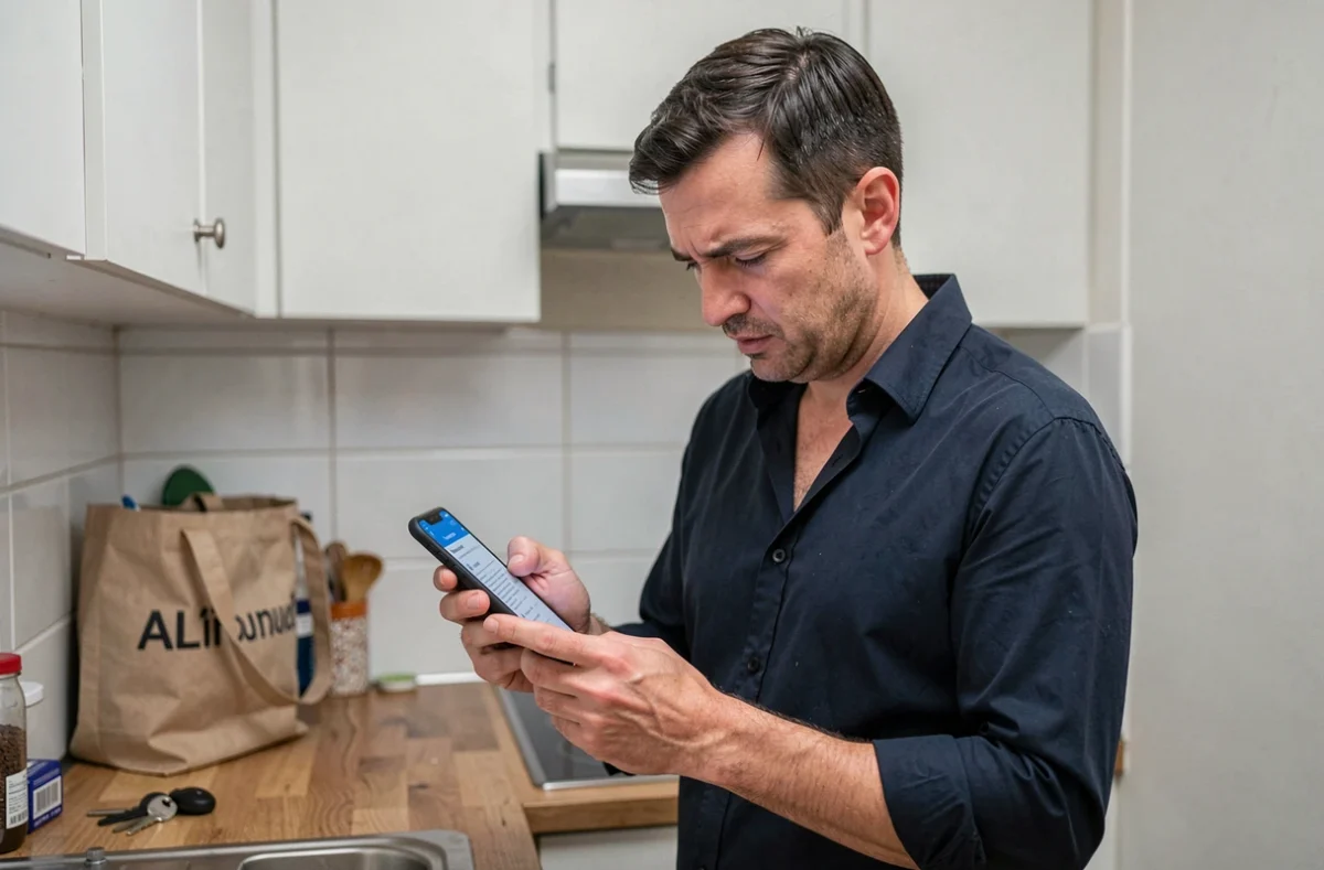 Homme consultant le portail AL'in sur smartphone pour obtenir un code spécifique Action Logement