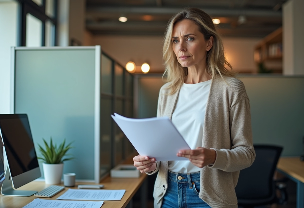 Femme d age moyen discutant contrat de location