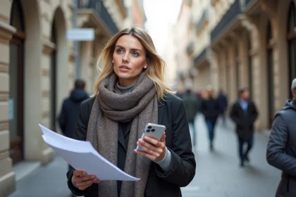 Femme d affaires à Lyon tenant documents immobiliers