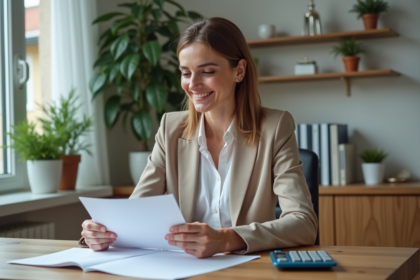 Femme d'âge moyen en tenue casual au bureau à domicile
