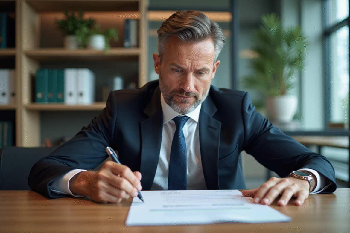 Homme d'affaires concentré sur des documents financiers