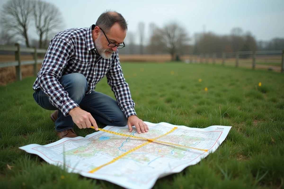 Homme français analysant une carte de terrain en extérieur