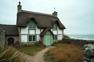 Maison normande en pierre à vendre en bord de mer avec vue sur la Manche en Normandie
