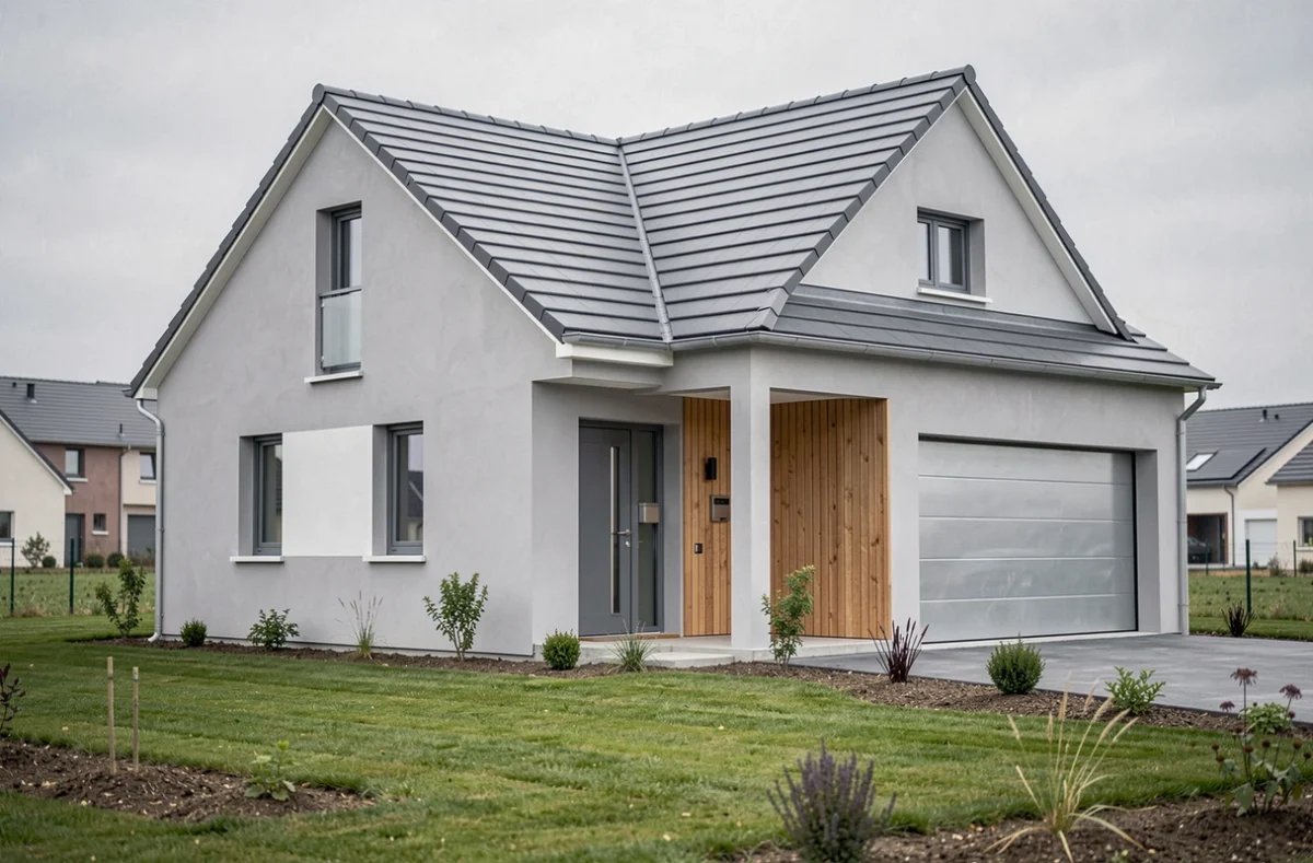 Maison familiale moderne avec garage double réalisée par Maisons MCA dans le Loiret