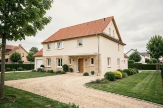 Vue d'ensemble d'une maison individuelle neuve dans le Loiret, illustrant le classement des meilleurs constructeurs de la région