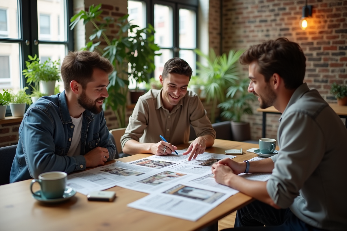 Groupe de jeunes discutant pour trouver une colocation